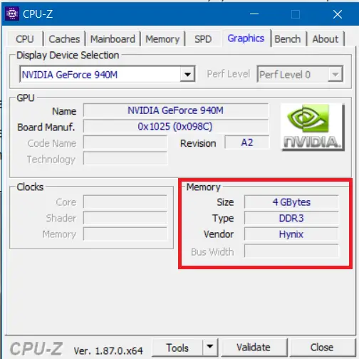 cpu-z memory section