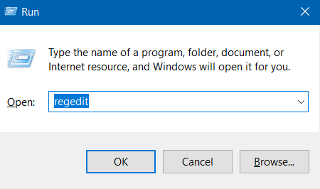 type regedit into run