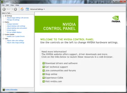 nvidia control panel